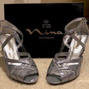 Nina brand heels, silver gray. 3 inch heel, 10M, worn once